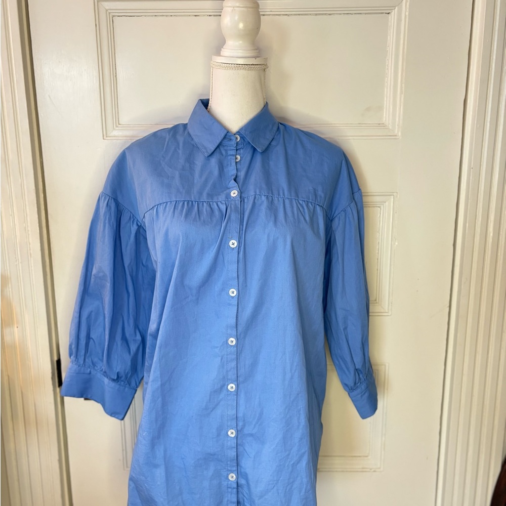 Anthropologie Maeve Sky Blue Button-Front Tunic